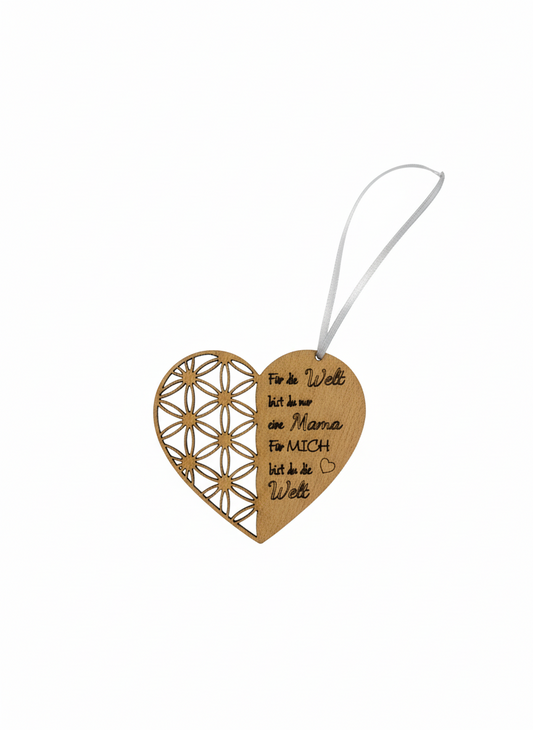 Holz-Herz zum Aufhängen - Muttertag Geschenk handgefertigt