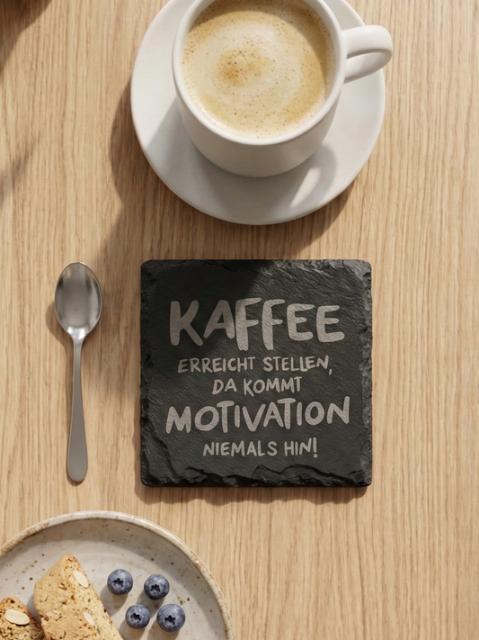 Schiefer-Untersetzer mit Kaffee-Sprüchen 4er Set